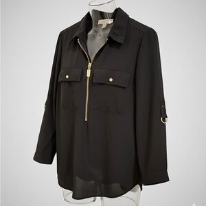 Michael Kors Black Blouse with Gold Zipper